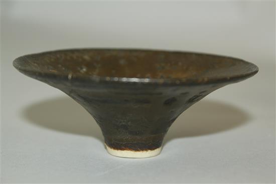 Dame Lucie Rie D.B.E. (1902-1995). A porcelain bottle vase and a small flaring bowl, diam. 9.5cm, faults